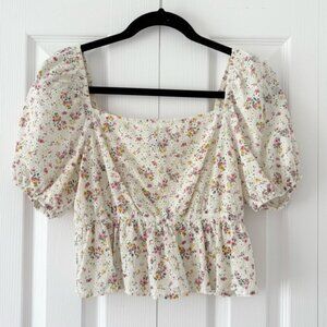 Wild Fable Embroidered Eyelet Floral Peplum Top